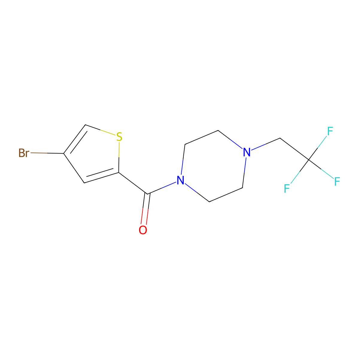 1-(4-Bromothiophene-2-carbonyl)-4-(2,2,2-trifluoroethyl)piperazine molecular structure, CAS 2742025-92-7