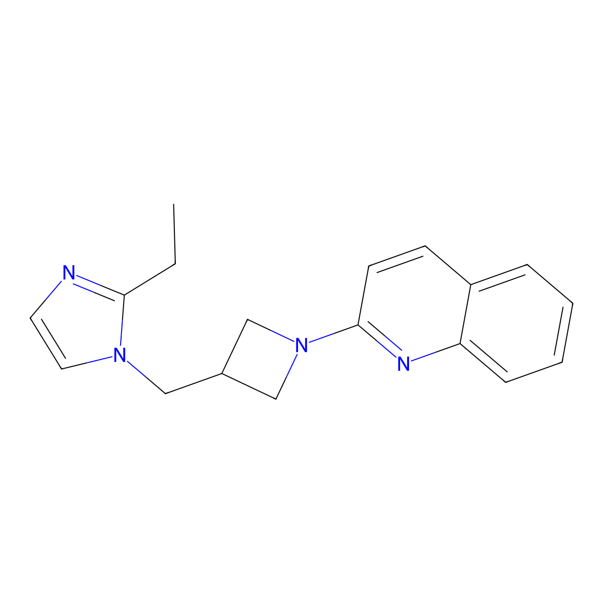 2-{3-[(2-ethyl-1H-imidazol-1-yl)methyl]azetidin-1-yl}quinoline molecular structure, CAS 2742025-93-8