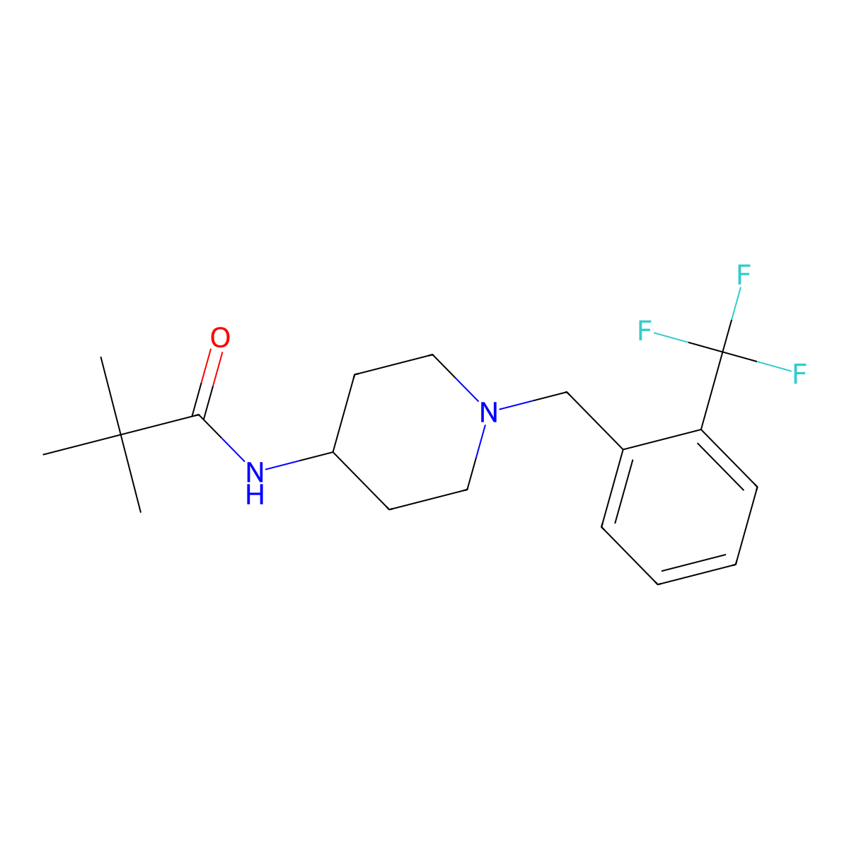 2,2-dimethyl-N-(1-{[2-(trifluoromethyl)phenyl]methyl}piperidin-4-yl)propanamide molecular structure, CAS 2742025-94-9