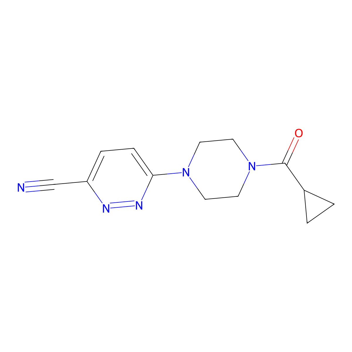 6-(4-Cyclopropanecarbonylpiperazin-1-yl)pyridazine-3-carbonitrile molecular structure, CAS 2742025-95-0