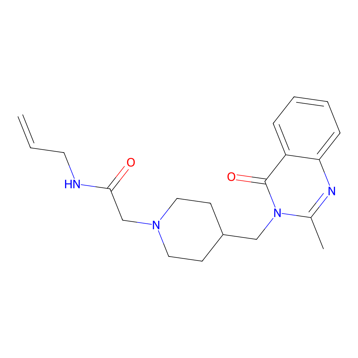 2-{4-[(2-methyl-4-oxo-3,4-dihydroquinazolin-3-yl)methyl]piperidin-1-yl}-N-(prop-2-en-1-yl)acetamide molecular structure, CAS 2742025-97-2