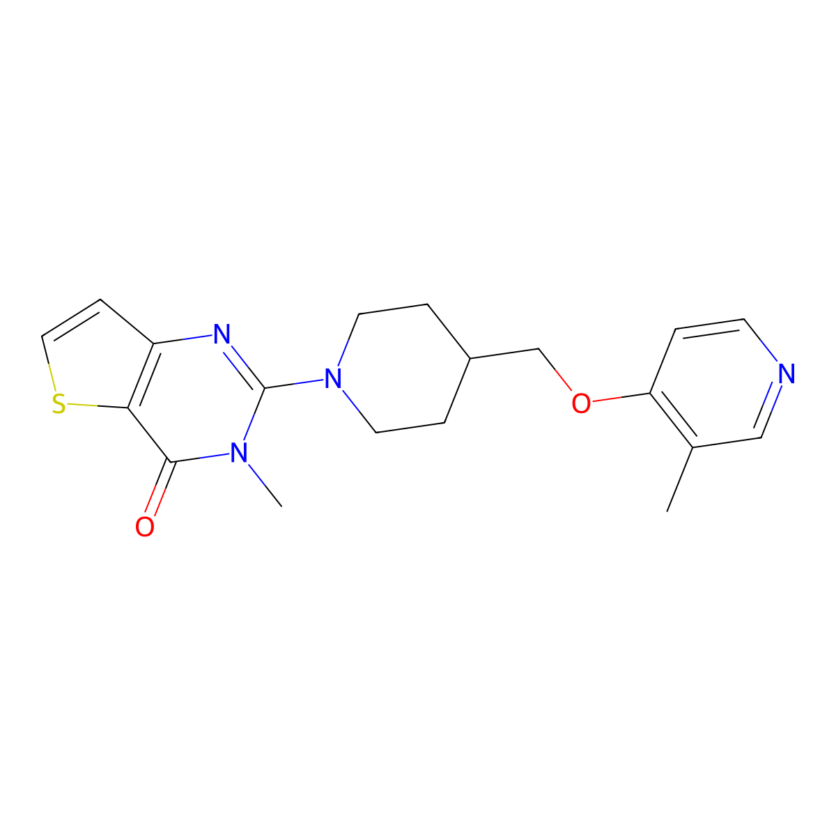 3-methyl-2-(4-{[(3-methylpyridin-4-yl)oxy]methyl}piperidin-1-yl)-3H,4H-thieno[3,2-d]pyrimidin-4-one molecular structure, CAS 2742025-98-3