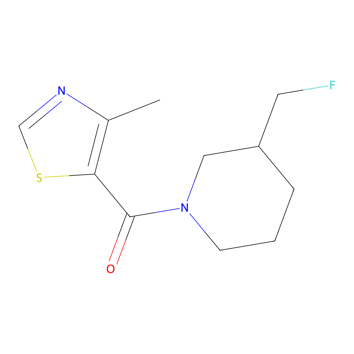 3-(Fluoromethyl)-1-(4-methyl-1,3-thiazole-5-carbonyl)piperidine molecular structure, CAS 2742026-04-4