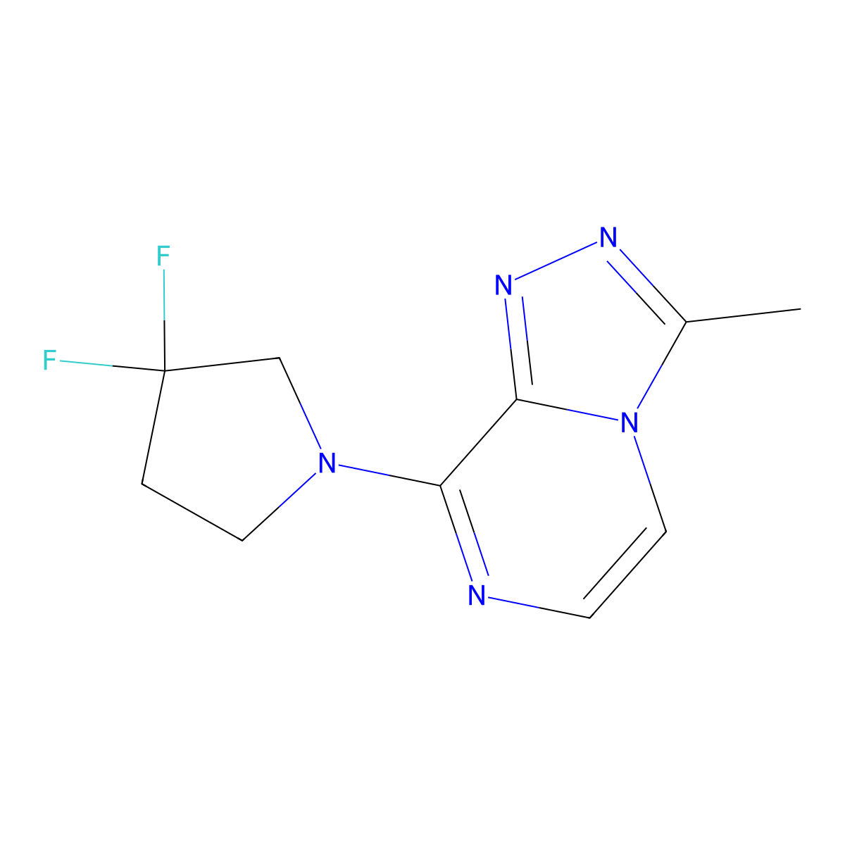 3,3-Difluoro-1-{3-methyl-[1,2,4]triazolo[4,3-a]pyrazin-8-yl}pyrrolidine molecular structure, CAS 2742026-07-7