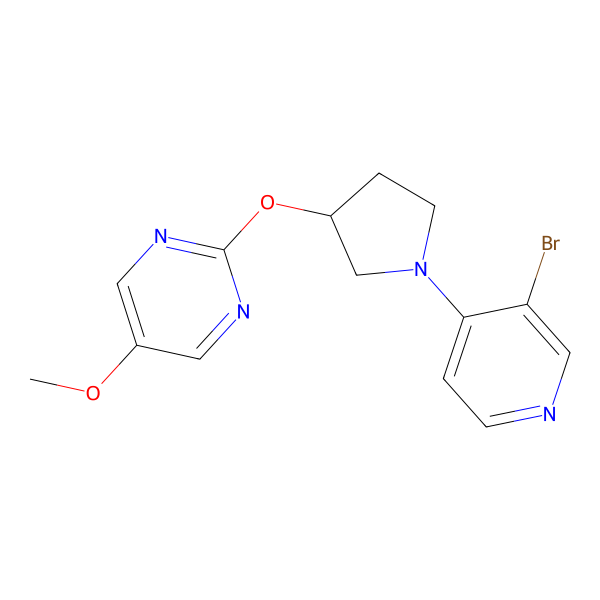 2-{[1-(3-Bromopyridin-4-yl)pyrrolidin-3-yl]oxy}-5-methoxypyrimidine molecular structure, CAS 2742026-09-9