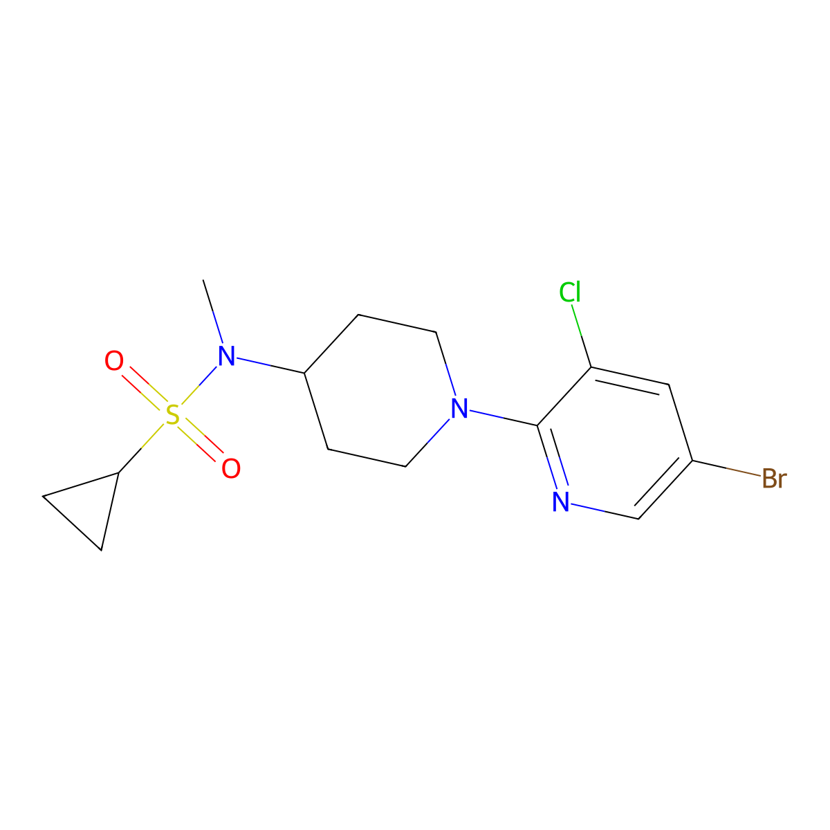 N-[1-(5-bromo-3-chloropyridin-2-yl)piperidin-4-yl]-N-methylcyclopropanesulfonamide molecular structure, CAS 2742026-13-5