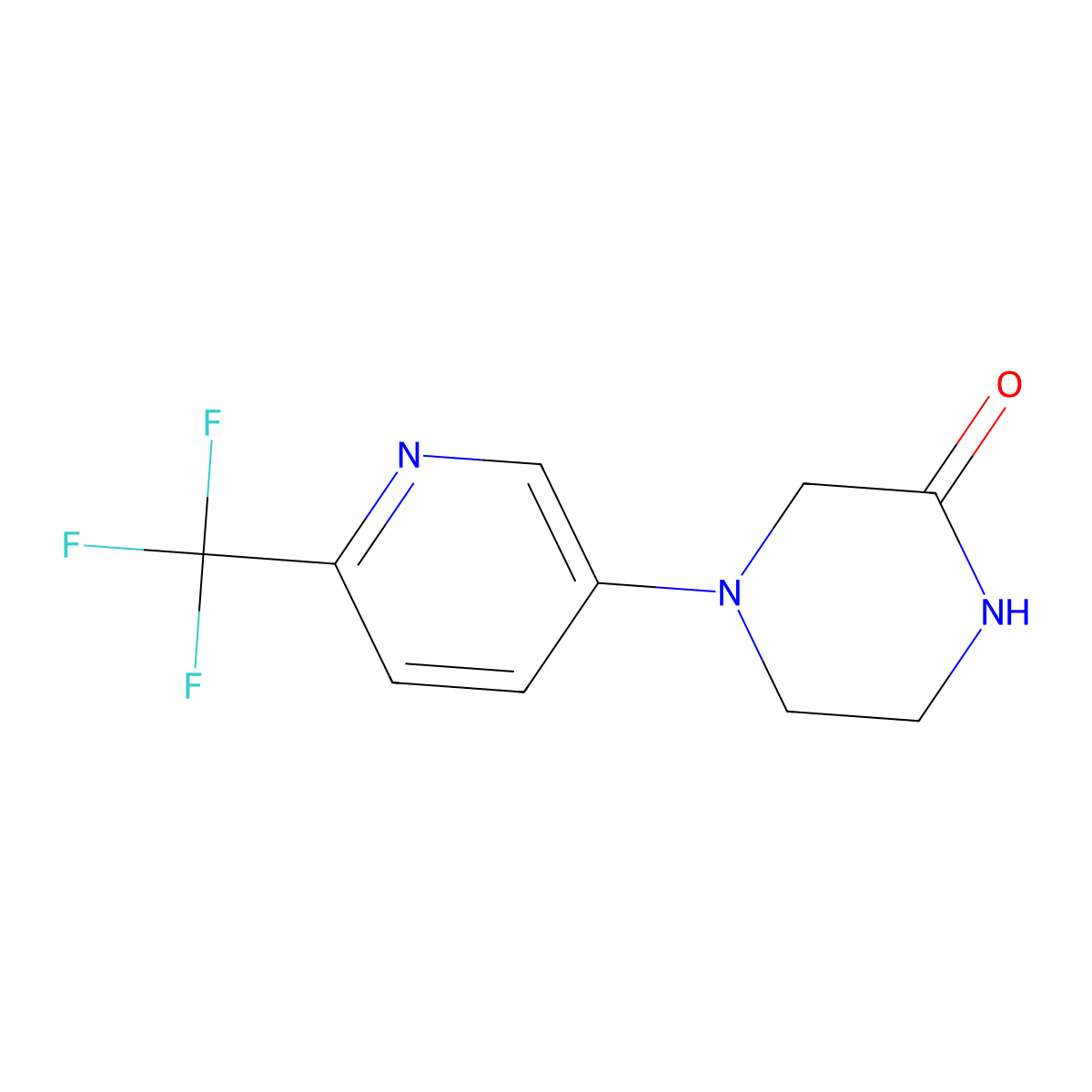 4-[6-(Trifluoromethyl)pyridin-3-yl]piperazin-2-one molecular structure, CAS 2742026-15-7