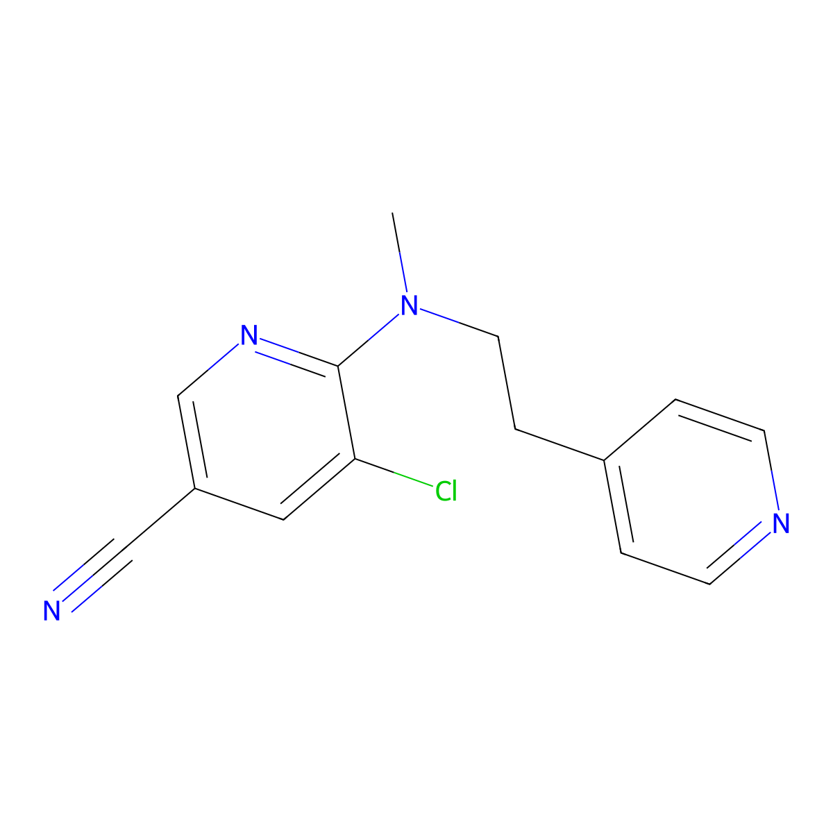 5-Chloro-6-{methyl[2-(pyridin-4-yl)ethyl]amino}pyridine-3-carbonitrile molecular structure, CAS 2742026-16-8