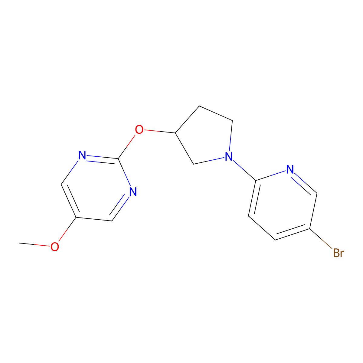 2-{[1-(5-Bromopyridin-2-yl)pyrrolidin-3-yl]oxy}-5-methoxypyrimidine molecular structure, CAS 2742026-17-9