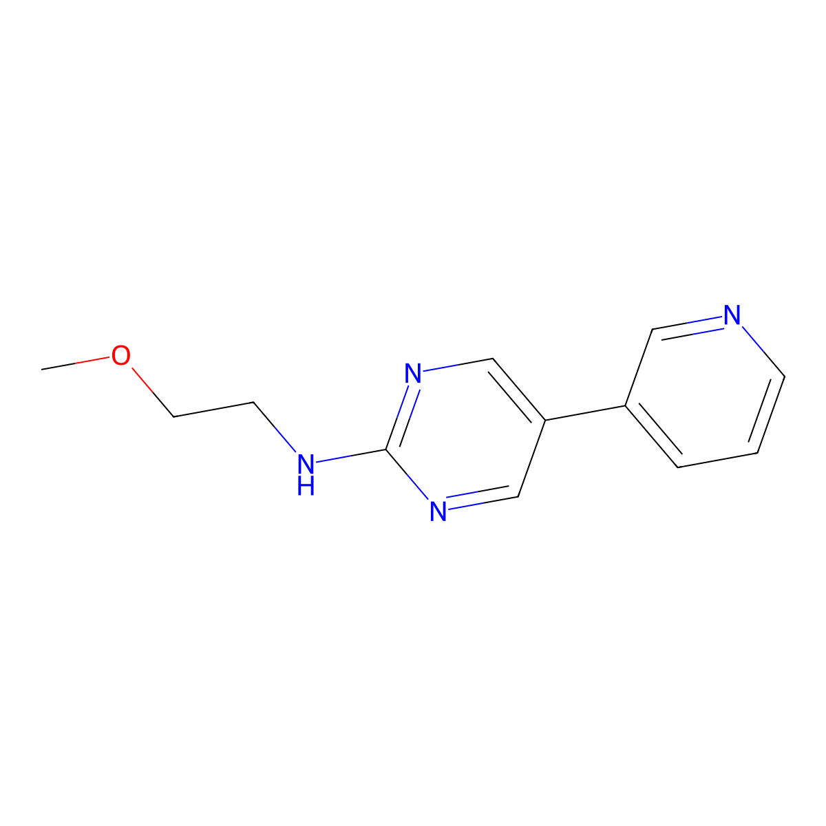 N-(2-methoxyethyl)-5-(pyridin-3-yl)pyrimidin-2-amine molecular structure, CAS 2742026-25-9