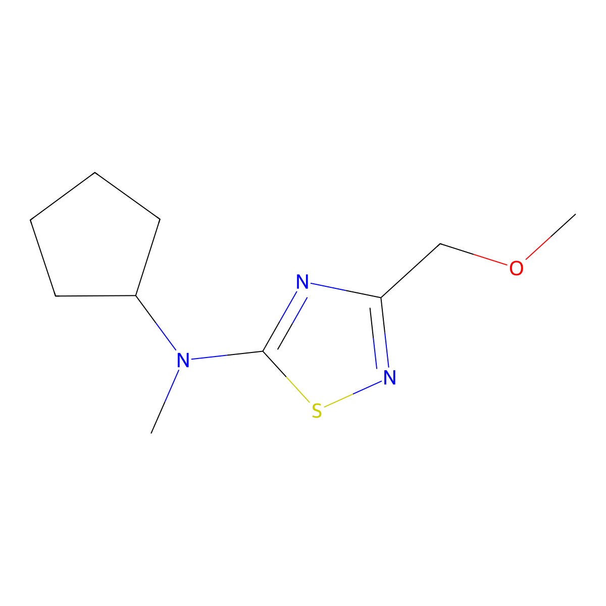 N-cyclopentyl-3-(methoxymethyl)-N-methyl-1,2,4-thiadiazol-5-amine molecular structure, CAS 2742026-30-6