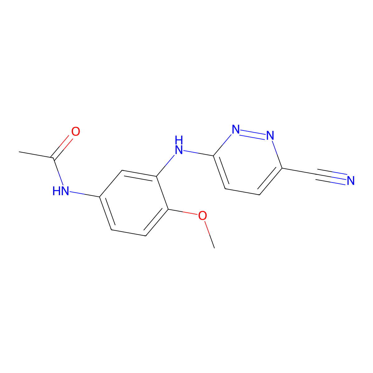 N-{3-[(6-cyanopyridazin-3-yl)amino]-4-methoxyphenyl}acetamide molecular structure, CAS 2742026-31-7