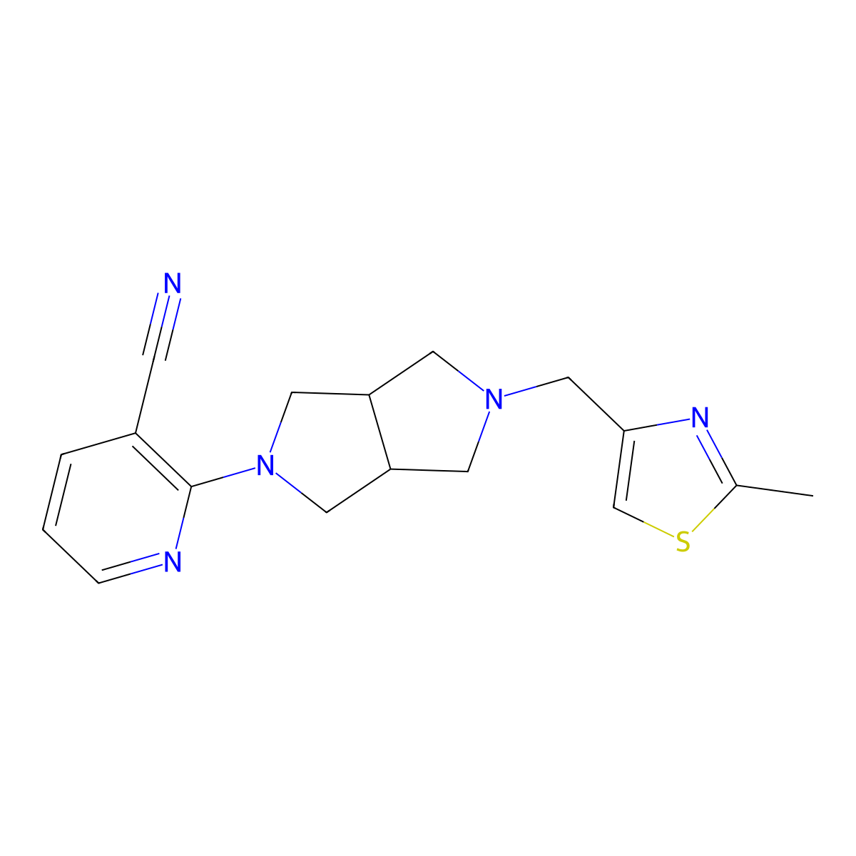2-{5-[(2-Methyl-1,3-thiazol-4-yl)methyl]-octahydropyrrolo[3,4-c]pyrrol-2-yl}pyridine-3-carbonitrile molecular structure, CAS 2742026-33-9