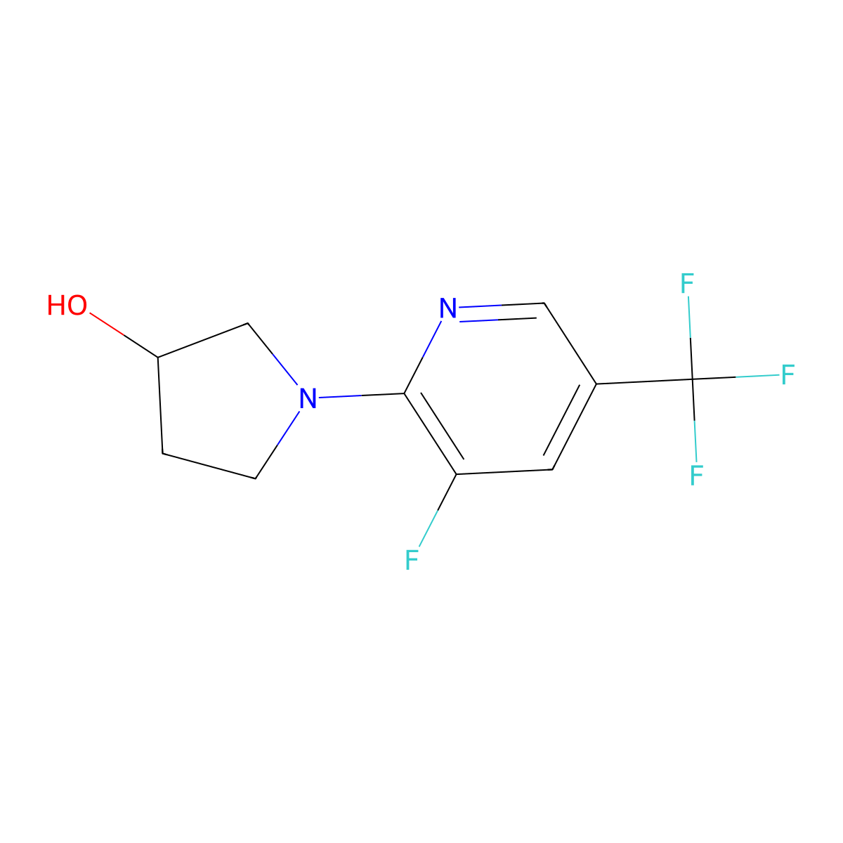 1-[3-Fluoro-5-(trifluoromethyl)pyridin-2-yl]pyrrolidin-3-ol molecular structure, CAS 2742026-36-2