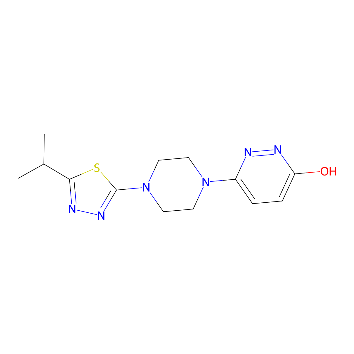 6-{4-[5-(Propan-2-yl)-1,3,4-thiadiazol-2-yl]piperazin-1-yl}pyridazin-3-ol molecular structure, CAS 2742026-37-3
