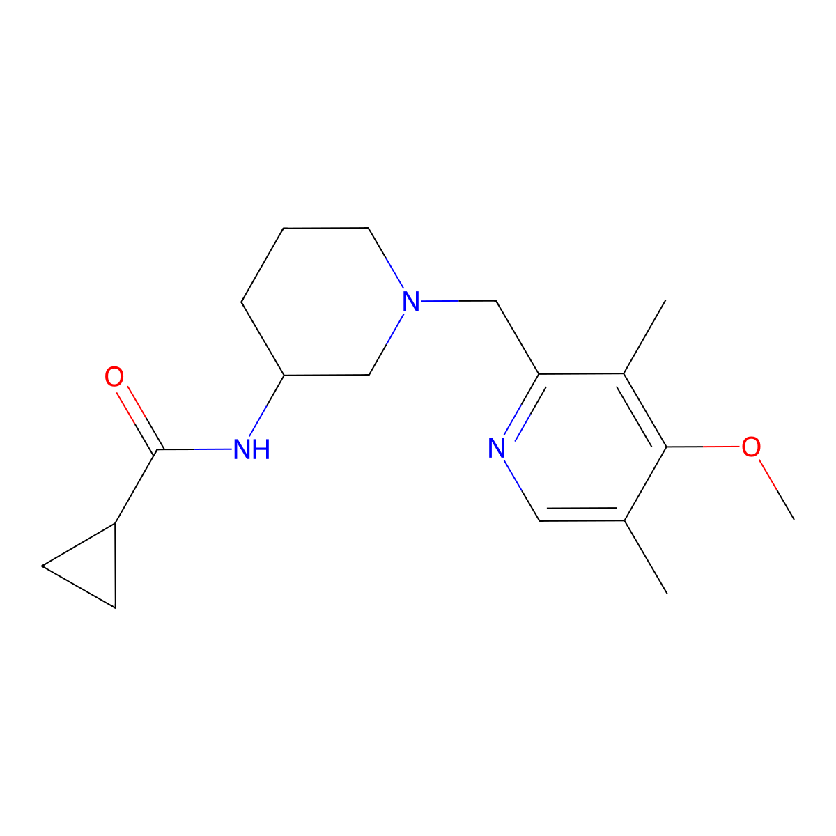 N-{1-[(4-methoxy-3,5-dimethylpyridin-2-yl)methyl]piperidin-3-yl}cyclopropanecarboxamide molecular structure, CAS 2742026-39-5