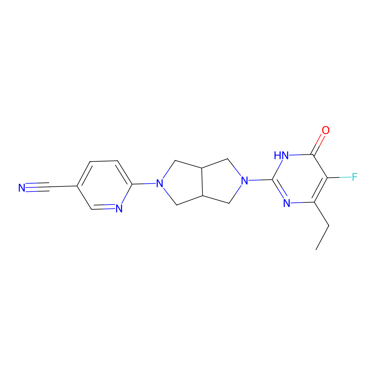 6-[5-(4-Ethyl-5-fluoro-6-oxo-1,6-dihydropyrimidin-2-yl)-octahydropyrrolo[3,4-c]pyrrol-2-yl]pyridine-3-carbonitrile molecular structure, CAS 2742026-52-2