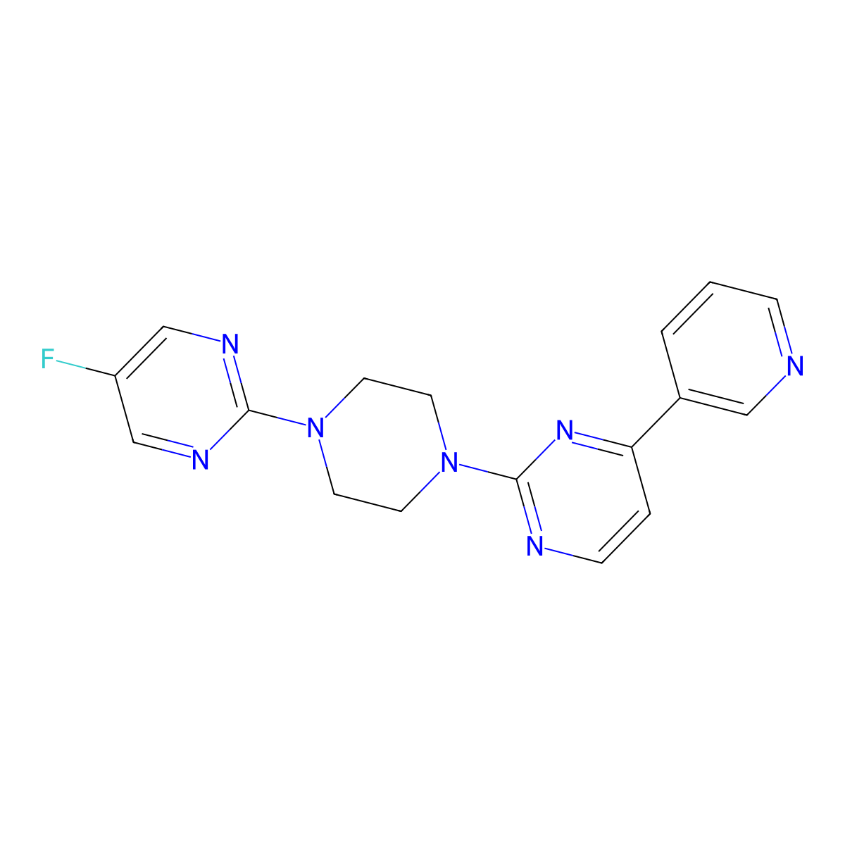 2-[4-(5-Fluoropyrimidin-2-yl)piperazin-1-yl]-4-(pyridin-3-yl)pyrimidine molecular structure, CAS 2742026-55-5