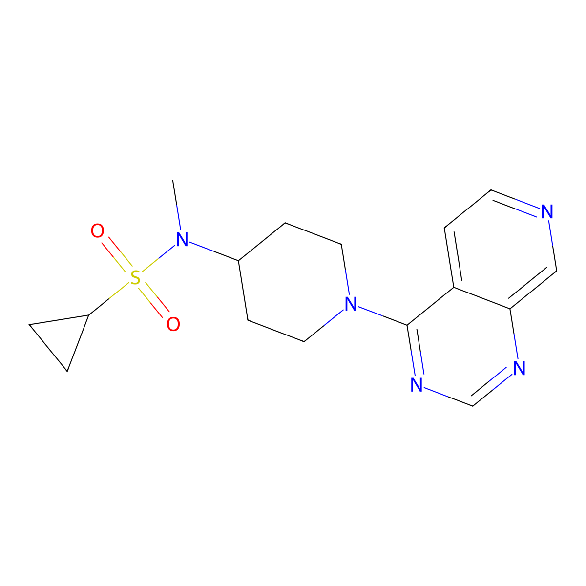 N-methyl-N-(1-{pyrido[3,4-d]pyrimidin-4-yl}piperidin-4-yl)cyclopropanesulfonamide molecular structure, CAS 2742026-61-3