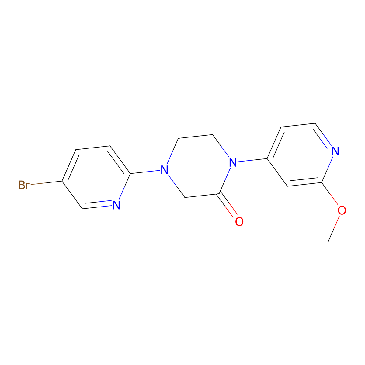 4-(5-Bromopyridin-2-yl)-1-(2-methoxypyridin-4-yl)piperazin-2-one molecular structure, CAS 2742026-66-8