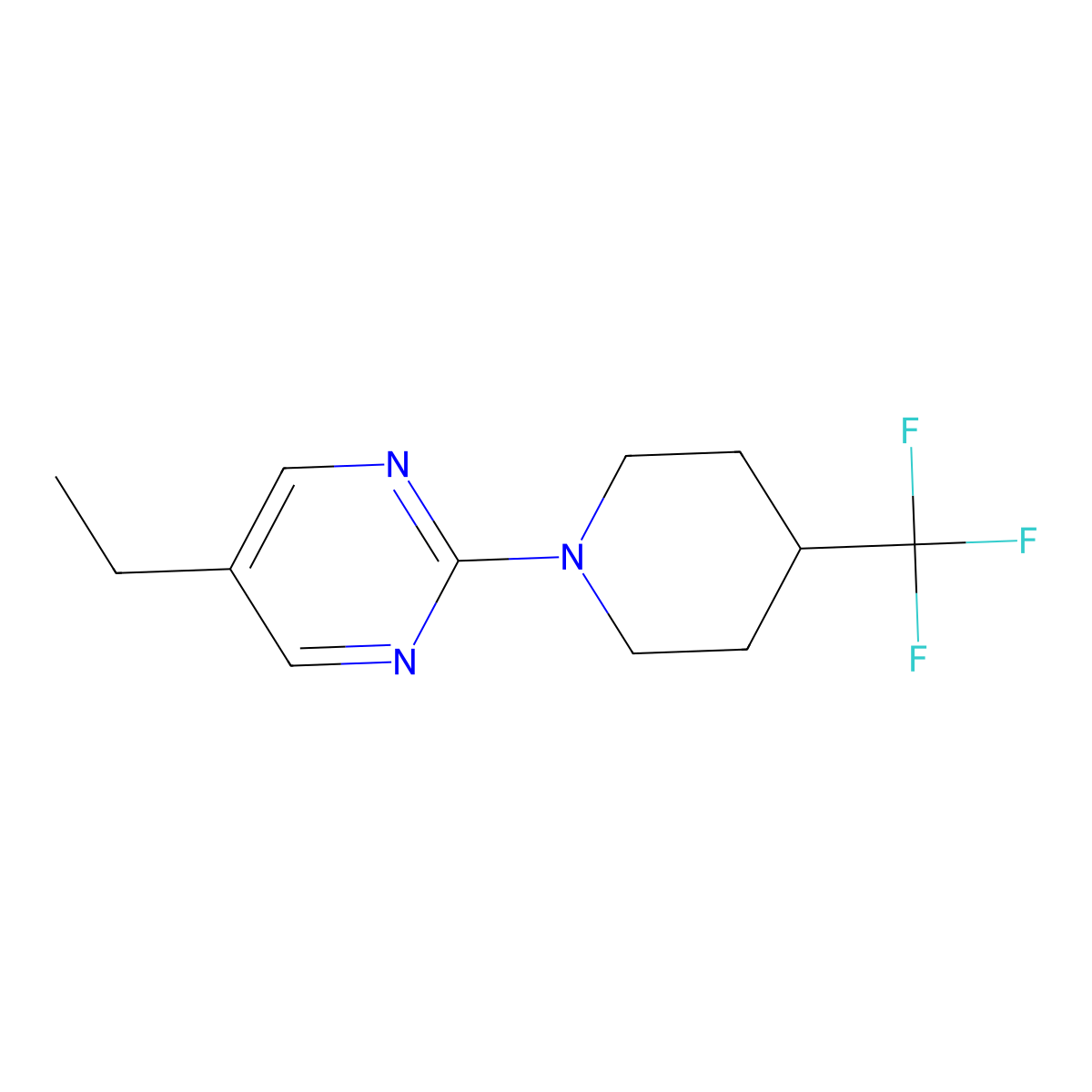 5-Ethyl-2-[4-(trifluoromethyl)piperidin-1-yl]pyrimidine molecular structure, CAS 2742026-70-4