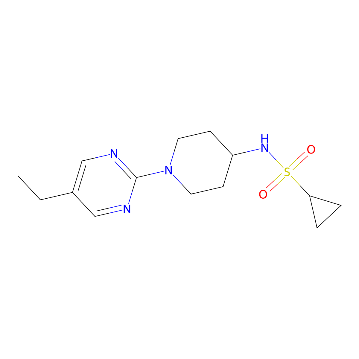 N-[1-(5-ethylpyrimidin-2-yl)piperidin-4-yl]cyclopropanesulfonamide molecular structure, CAS 2742026-71-5