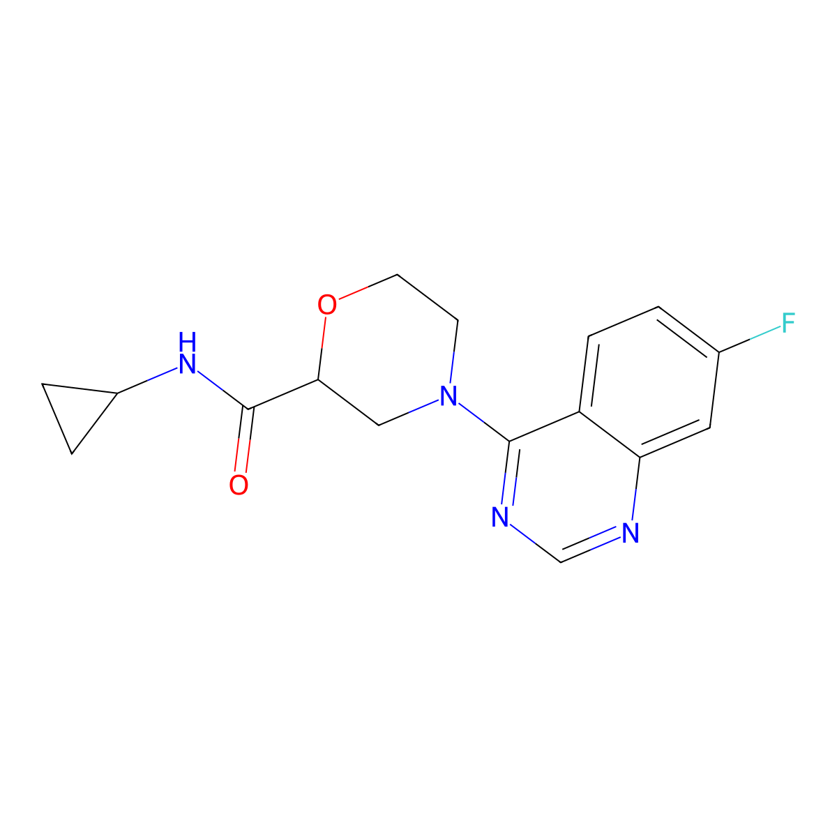 N-cyclopropyl-4-(7-fluoroquinazolin-4-yl)morpholine-2-carboxamide molecular structure, CAS 2742026-76-0