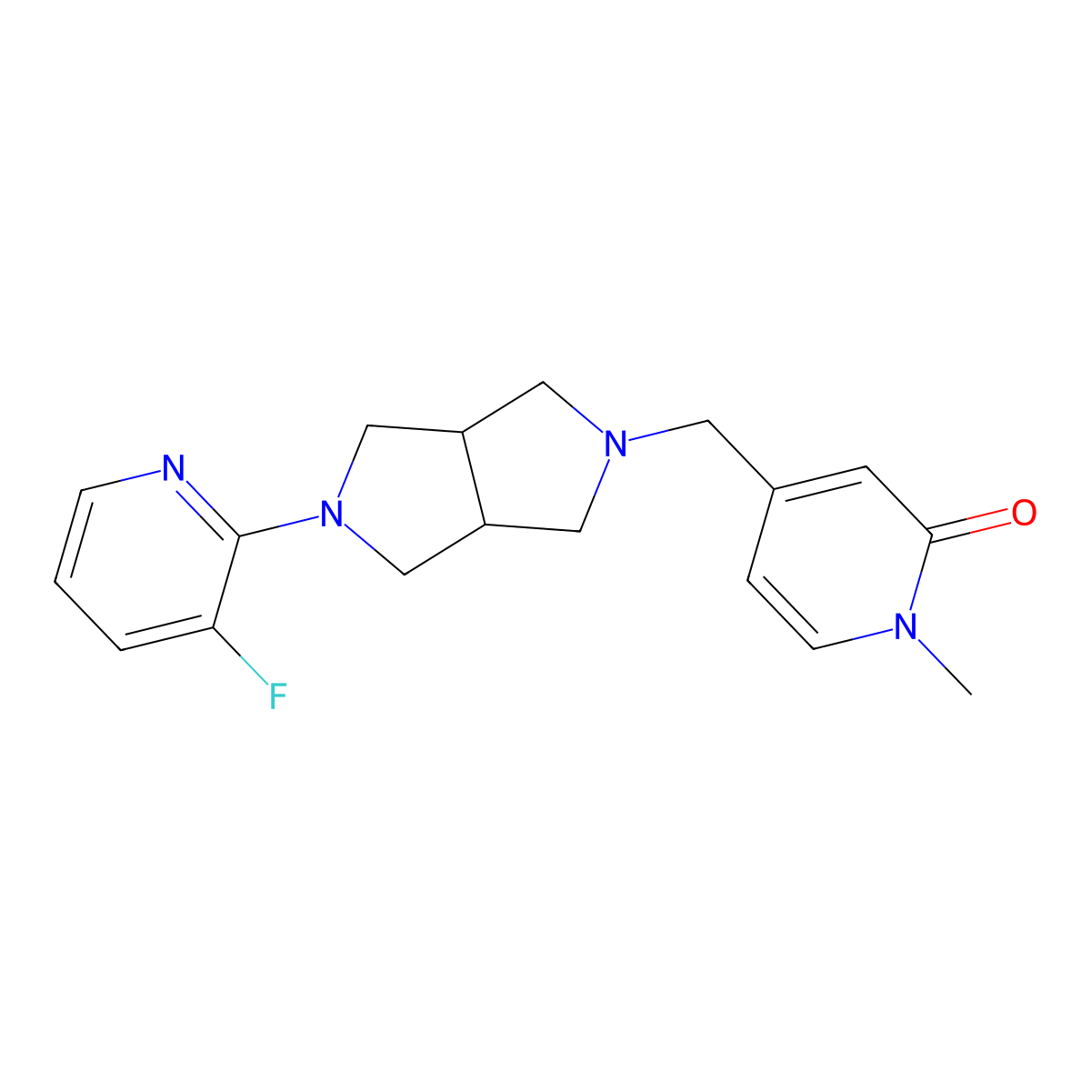 4-{[5-(3-Fluoropyridin-2-yl)-octahydropyrrolo[3,4-c]pyrrol-2-yl]methyl}-1-methyl-1,2-dihydropyridin-2-one molecular structure, CAS 2742026-80-6