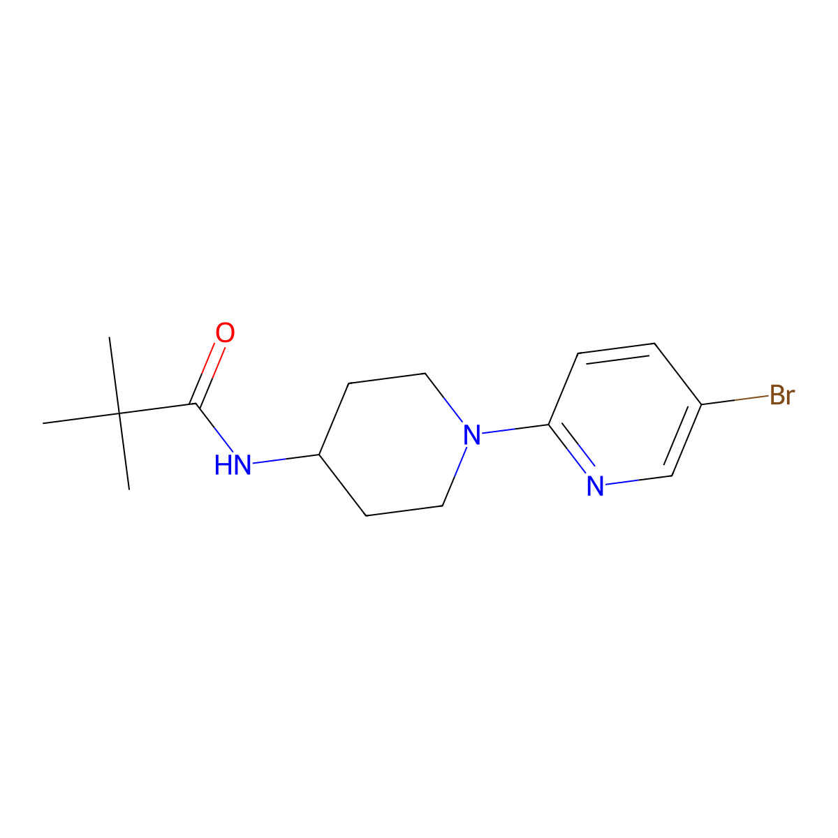 N-[1-(5-bromopyridin-2-yl)piperidin-4-yl]-2,2-dimethylpropanamide molecular structure, CAS 2742026-93-1