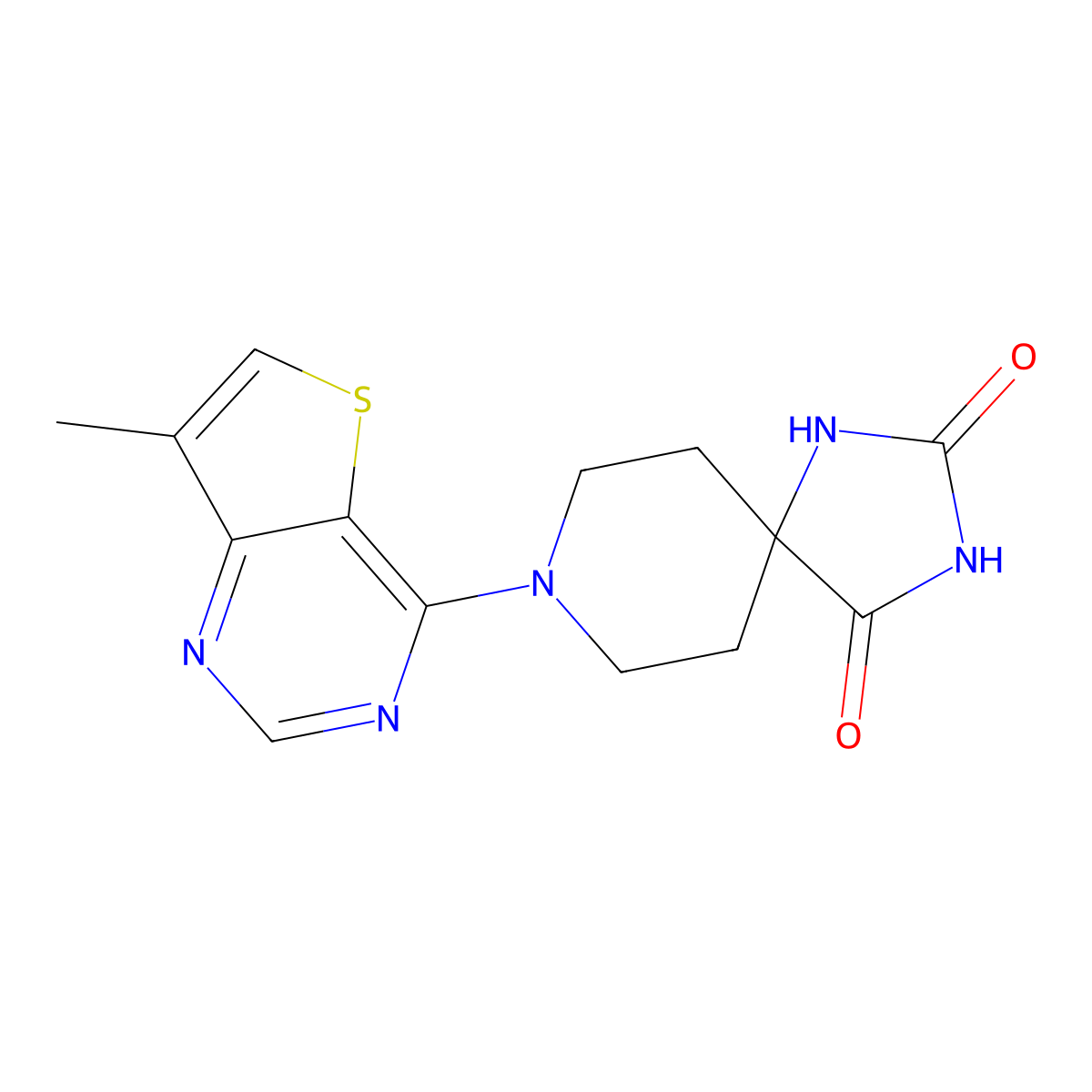 8-{7-Methylthieno[3,2-d]pyrimidin-4-yl}-1,3,8-triazaspiro[4.5]decane-2,4-dione molecular structure, CAS 2742026-94-2
