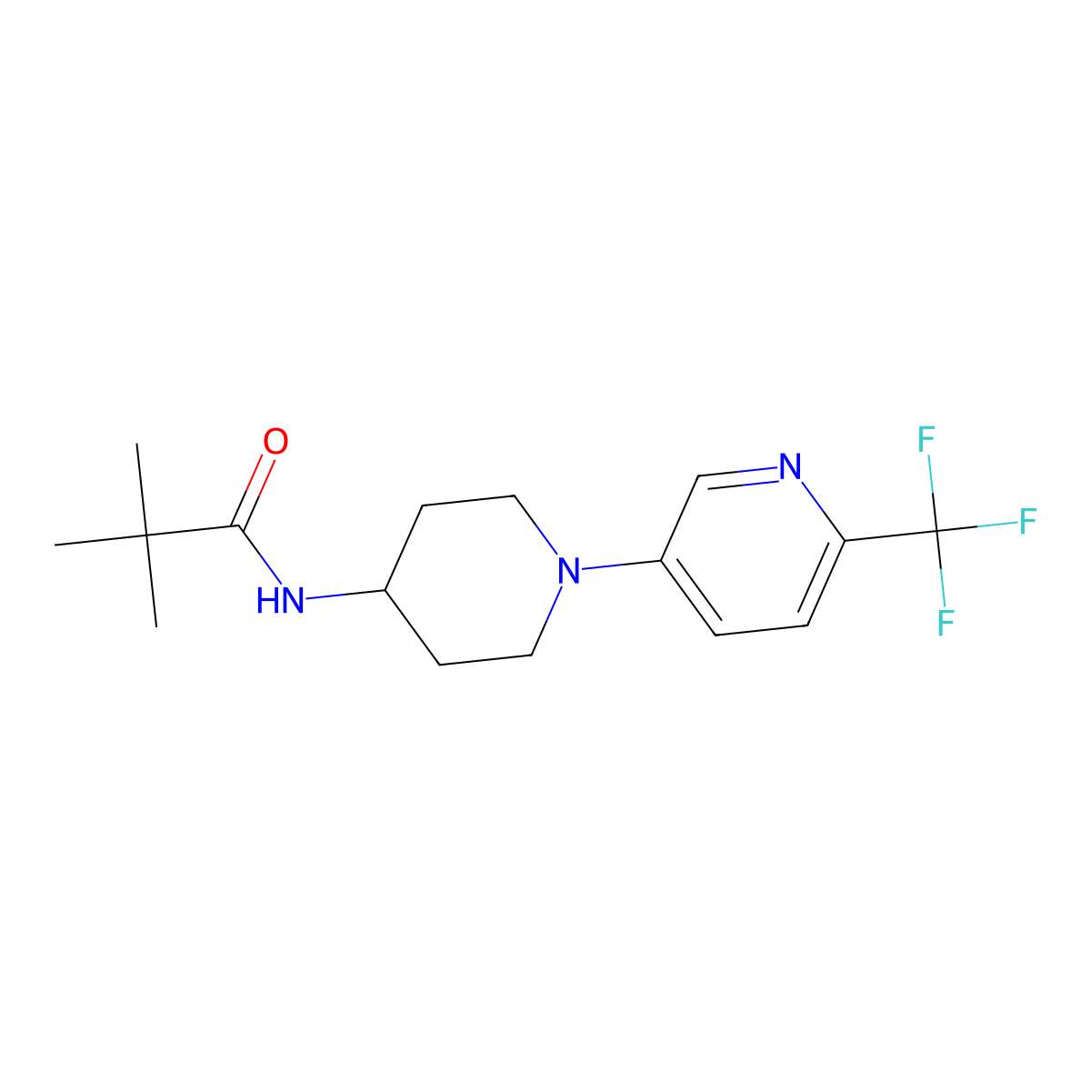 2,2-dimethyl-N-{1-[6-(trifluoromethyl)pyridin-3-yl]piperidin-4-yl}propanamide molecular structure, CAS 2742027-12-7