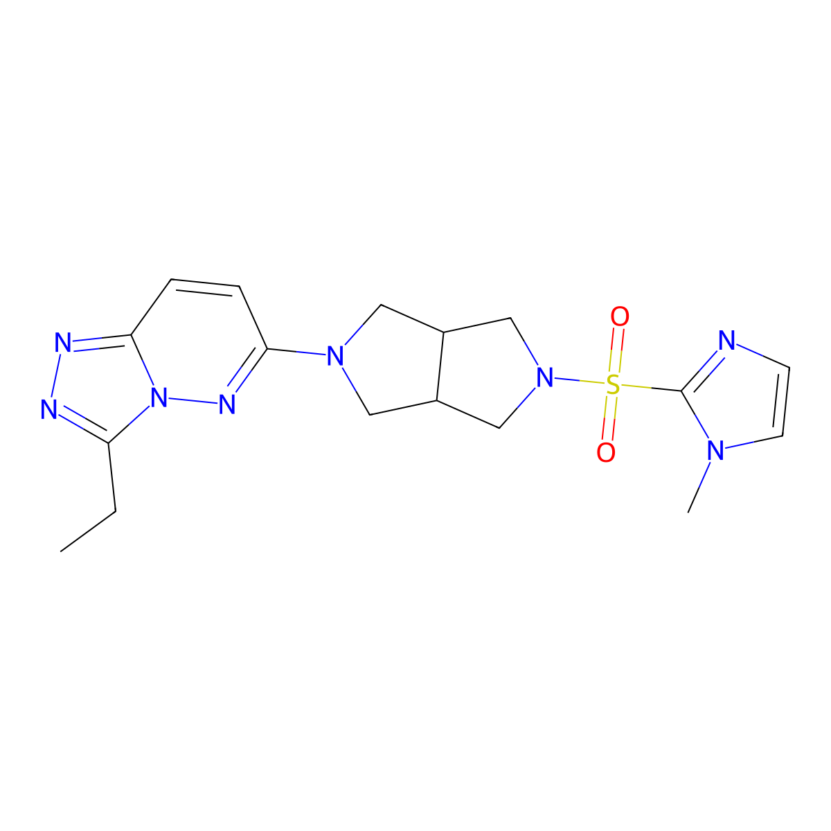 2-[(5-{3-ethyl-[1,2,4]triazolo[4,3-b]pyridazin-6-yl}-octahydropyrrolo[3,4-c]pyrrol-2-yl)sulfonyl]-1-methyl-1H-imidazole molecular structure, CAS 2742027-21-8