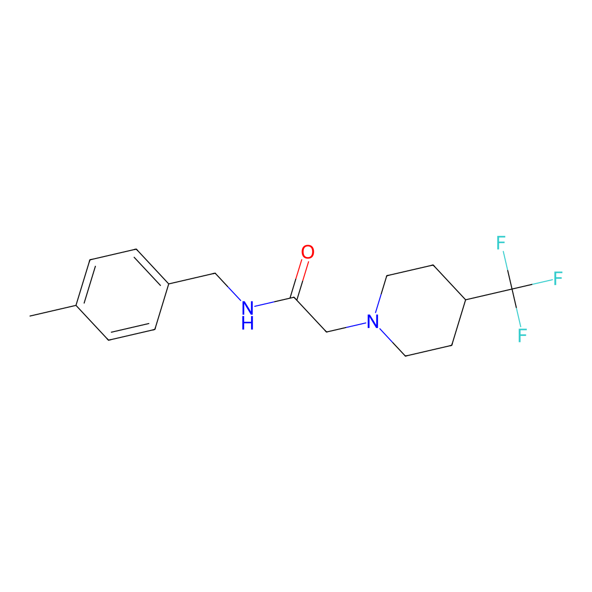 N-[(4-methylphenyl)methyl]-2-[4-(trifluoromethyl)piperidin-1-yl]acetamide molecular structure, CAS 2742027-29-6