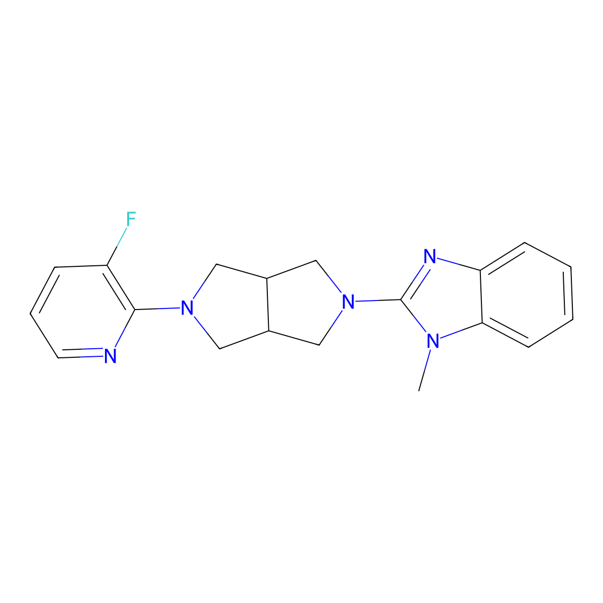 2-[5-(3-fluoropyridin-2-yl)-octahydropyrrolo[3,4-c]pyrrol-2-yl]-1-methyl-1H-1,3-benzodiazole molecular structure, CAS 2742027-49-0