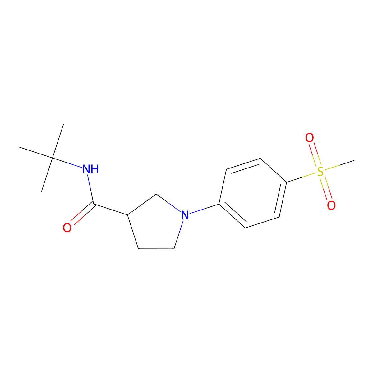 N-tert-butyl-1-(4-methanesulfonylphenyl)pyrrolidine-3-carboxamide molecular structure, CAS 2742027-52-5