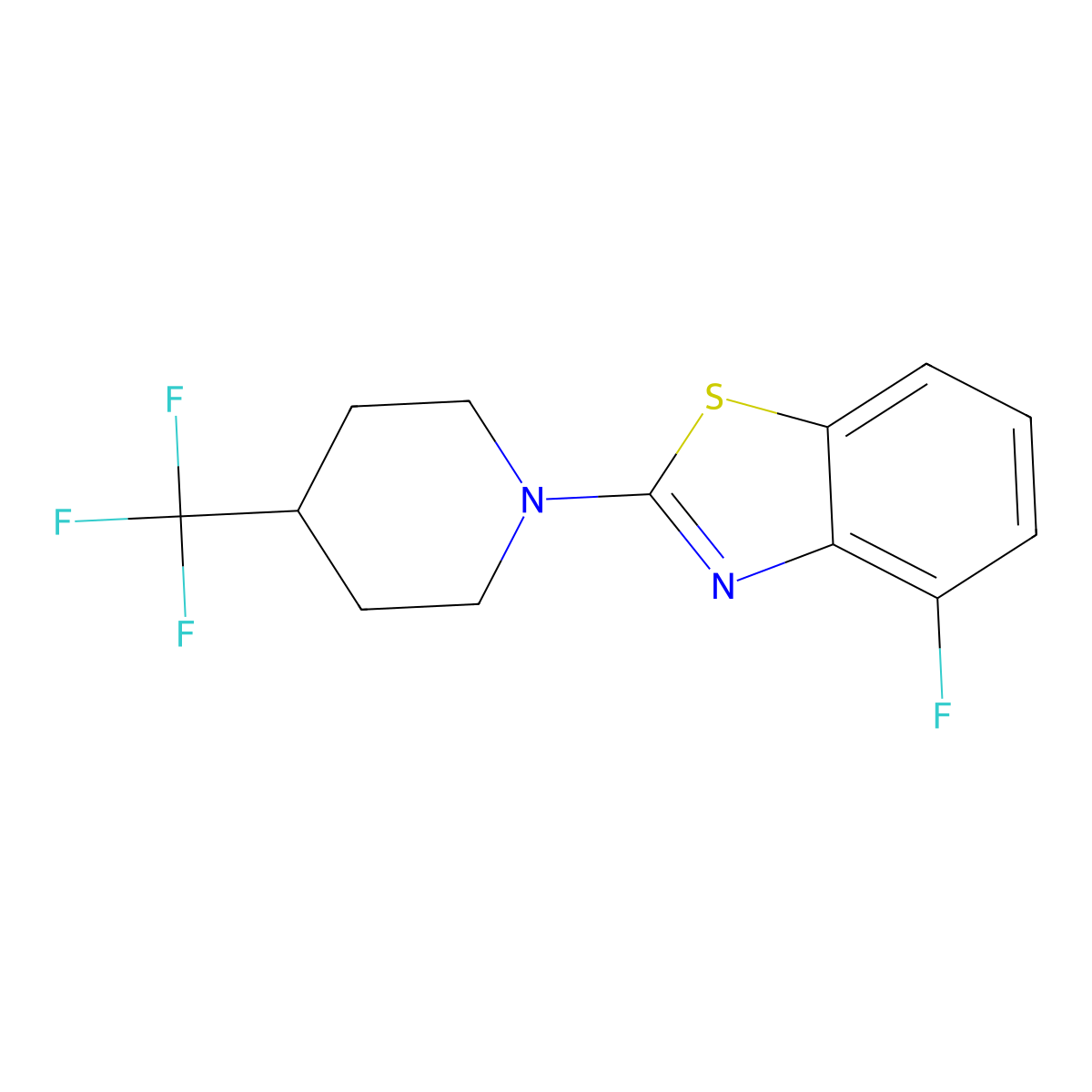 4-Fluoro-2-[4-(trifluoromethyl)piperidin-1-yl]-1,3-benzothiazole molecular structure, CAS 2742027-60-5