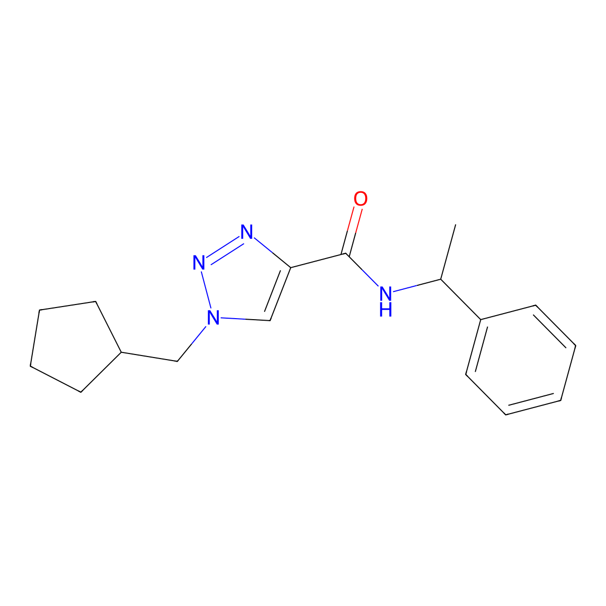 1-(cyclopentylmethyl)-N-(1-phenylethyl)-1H-1,2,3-triazole-4-carboxamide molecular structure, CAS 2742027-61-6