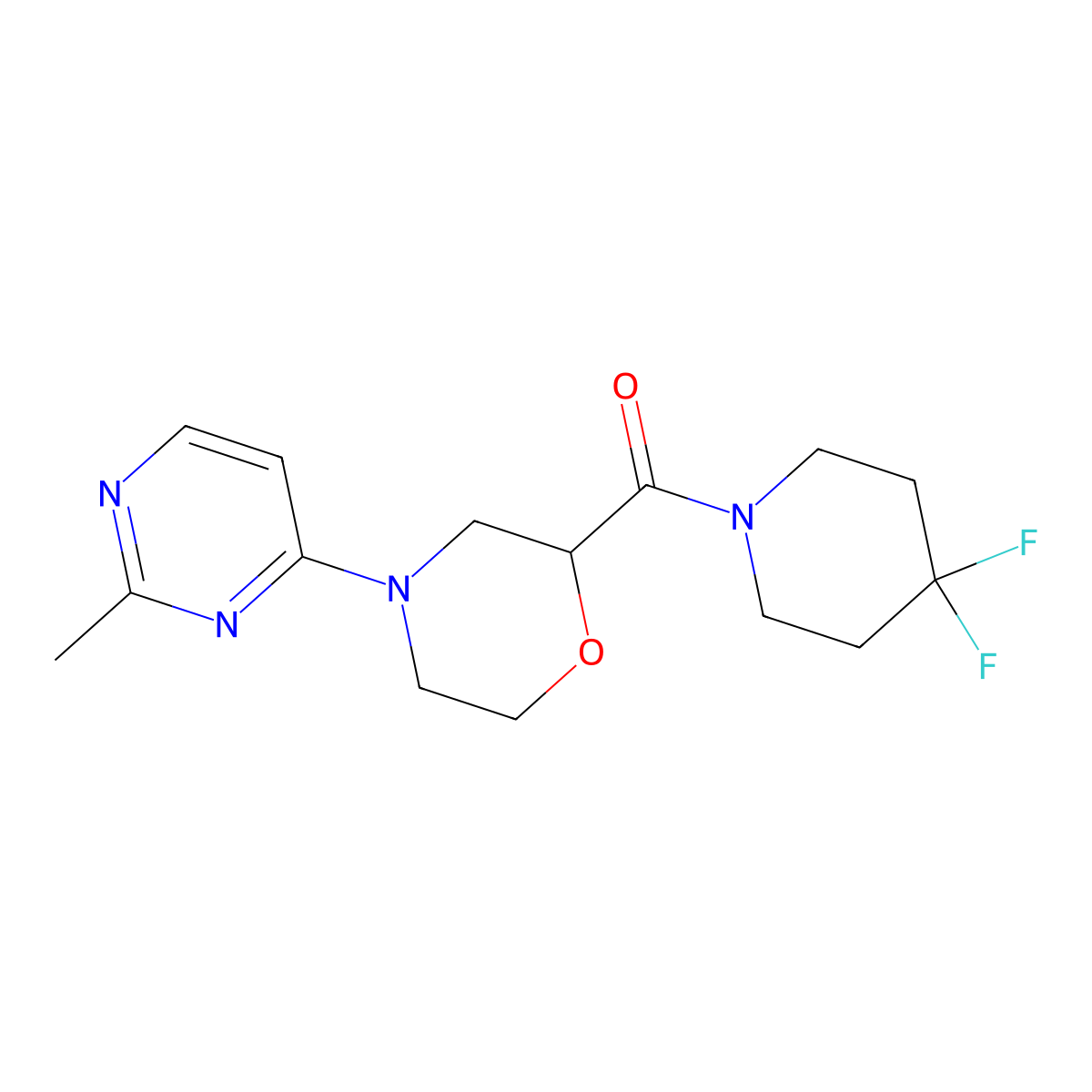 2-(4,4-Difluoropiperidine-1-carbonyl)-4-(2-methylpyrimidin-4-yl)morpholine molecular structure, CAS 2742027-62-7