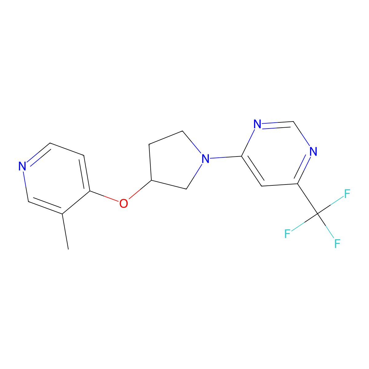 4-{3-[(3-Methylpyridin-4-yl)oxy]pyrrolidin-1-yl}-6-(trifluoromethyl)pyrimidine molecular structure, CAS 2742027-63-8