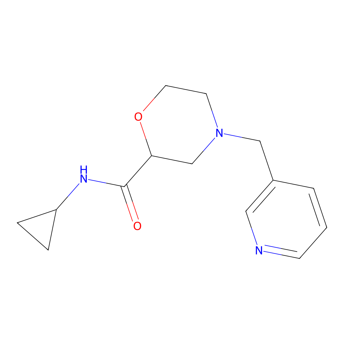 N-cyclopropyl-4-[(pyridin-3-yl)methyl]morpholine-2-carboxamide molecular structure, CAS 2742027-68-3
