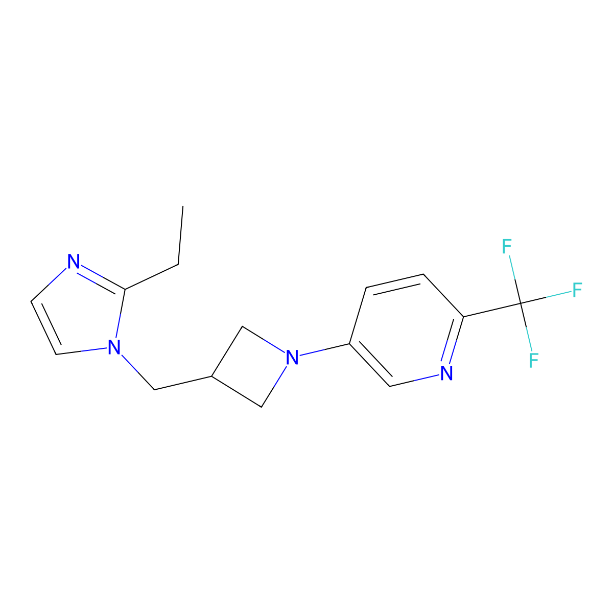 5-{3-[(2-ethyl-1H-imidazol-1-yl)methyl]azetidin-1-yl}-2-(trifluoromethyl)pyridine molecular structure, CAS 2742027-71-8