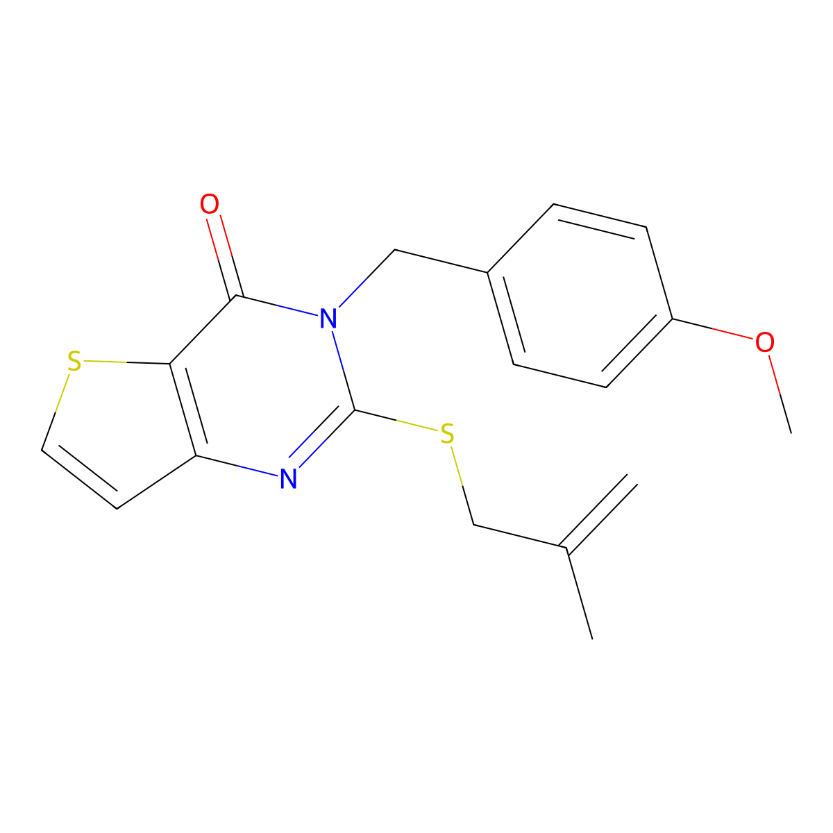3-[(4-methoxyphenyl)methyl]-2-[(2-methylprop-2-en-1-yl)sulfanyl]-3H,4H-thieno[3,2-d]pyrimidin-4-one molecular structure, CAS 2742027-76-3
