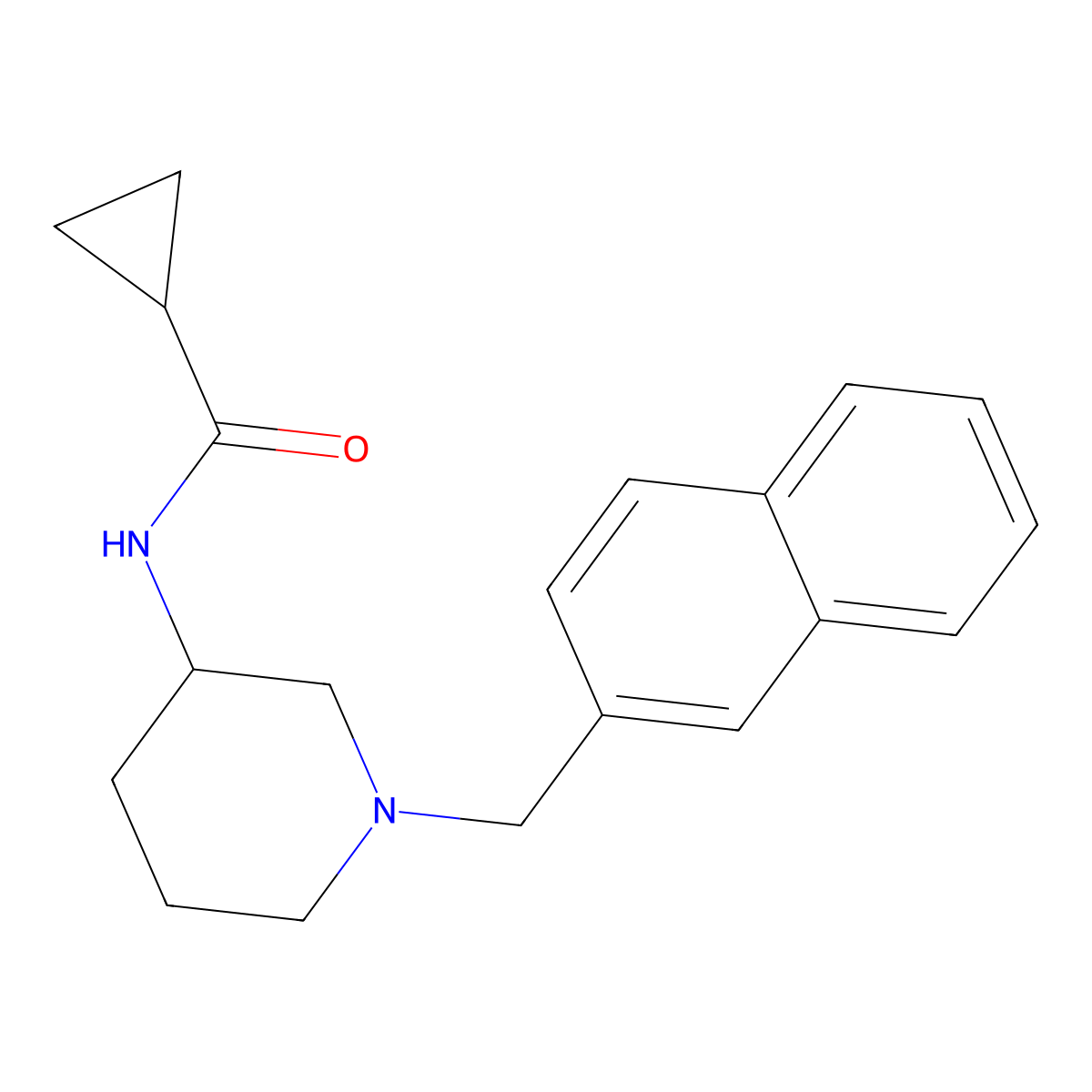 N-{1-[(naphthalen-2-yl)methyl]piperidin-3-yl}cyclopropanecarboxamide molecular structure, CAS 2742027-82-1