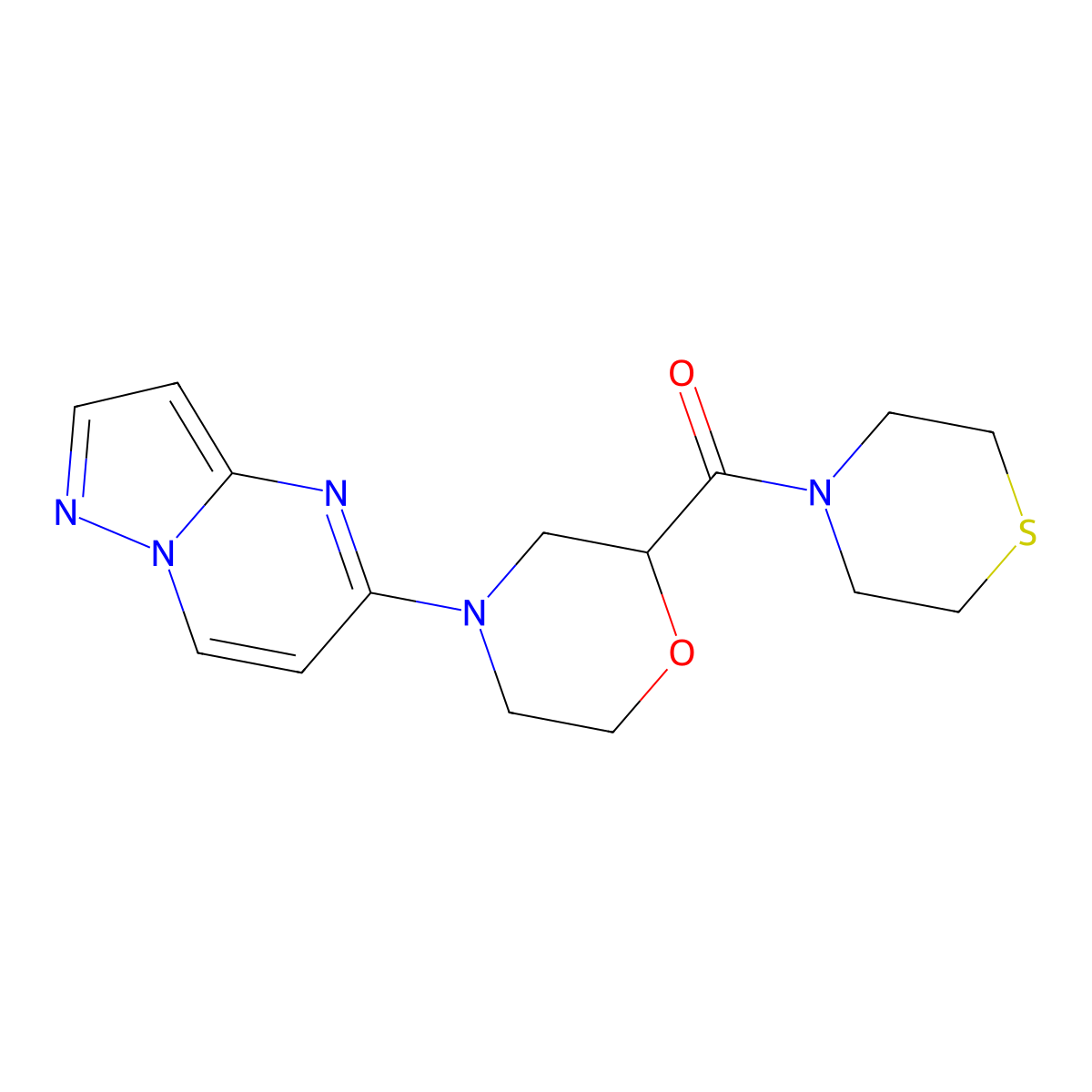 4-{Pyrazolo[1,5-a]pyrimidin-5-yl}-2-(thiomorpholine-4-carbonyl)morpholine molecular structure, CAS 2742027-83-2