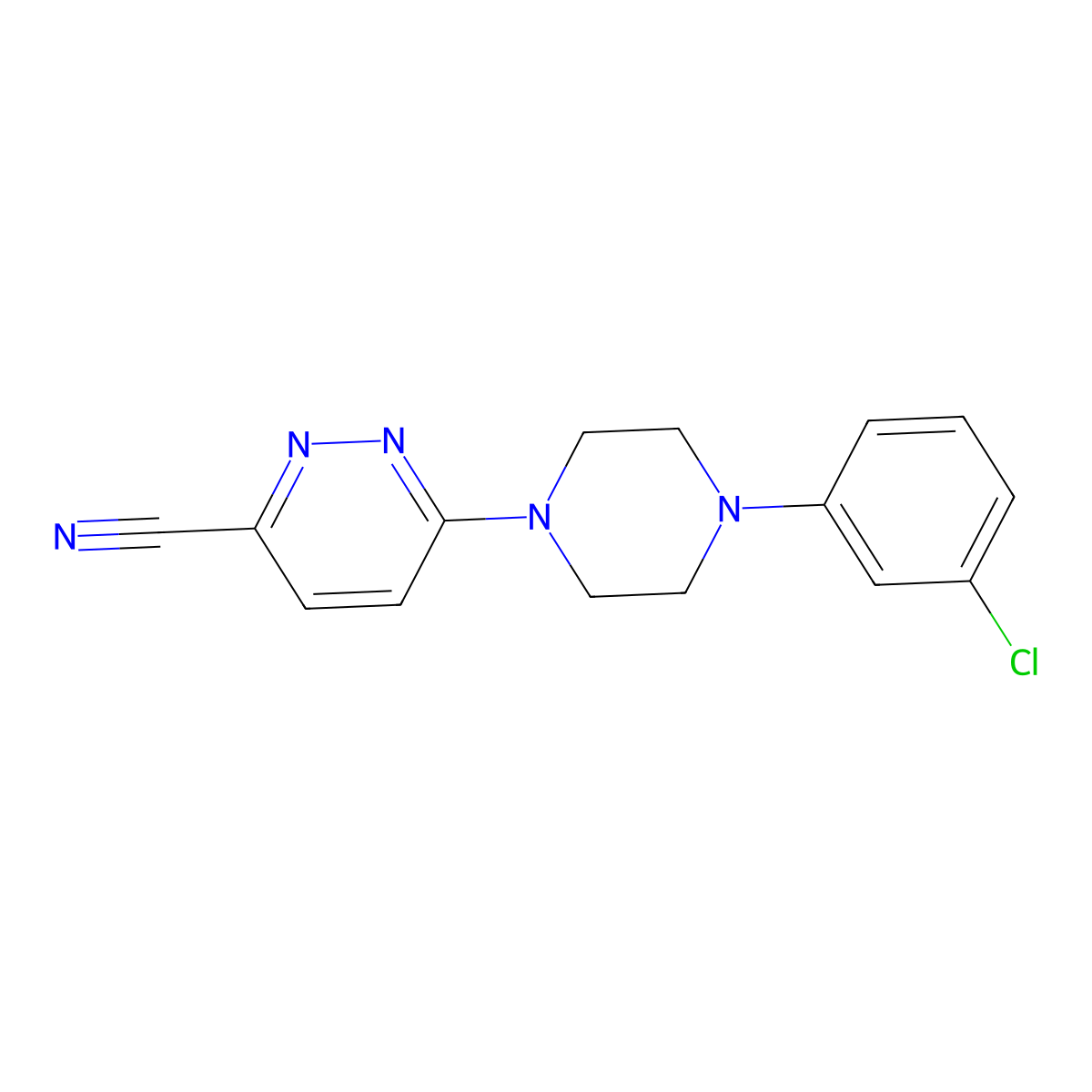 6-[4-(3-Chlorophenyl)piperazin-1-yl]pyridazine-3-carbonitrile molecular structure, CAS 2742027-84-3