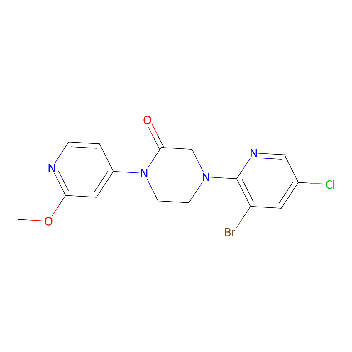 4-(3-Bromo-5-chloropyridin-2-yl)-1-(2-methoxypyridin-4-yl)piperazin-2-one molecular structure, CAS 2742027-86-5