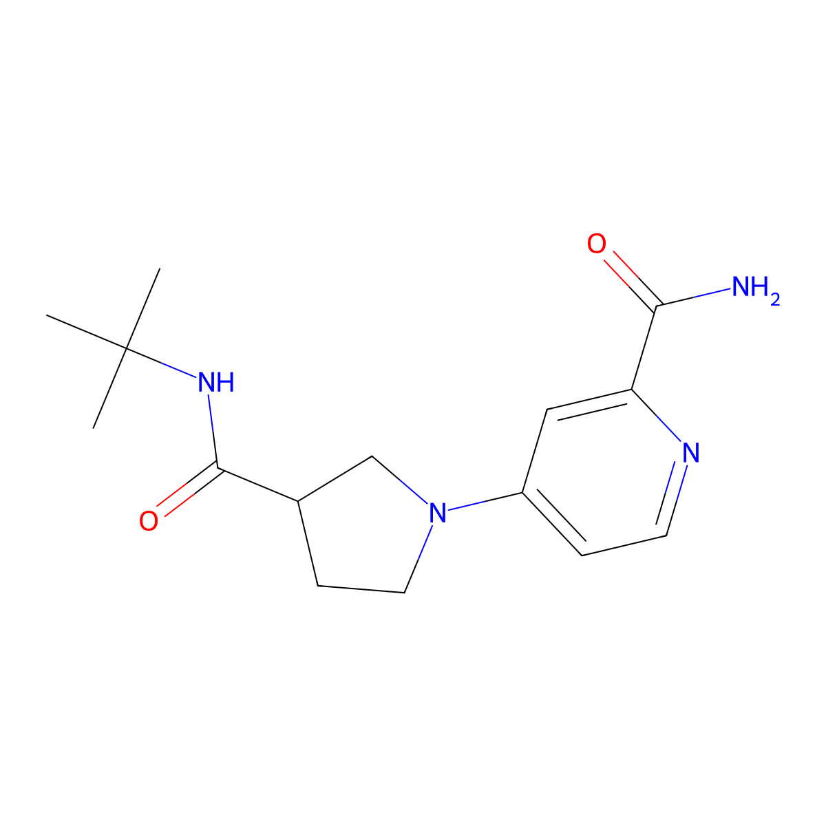4-[3-(Tert-butylcarbamoyl)pyrrolidin-1-yl]pyridine-2-carboxamide molecular structure, CAS 2742027-88-7