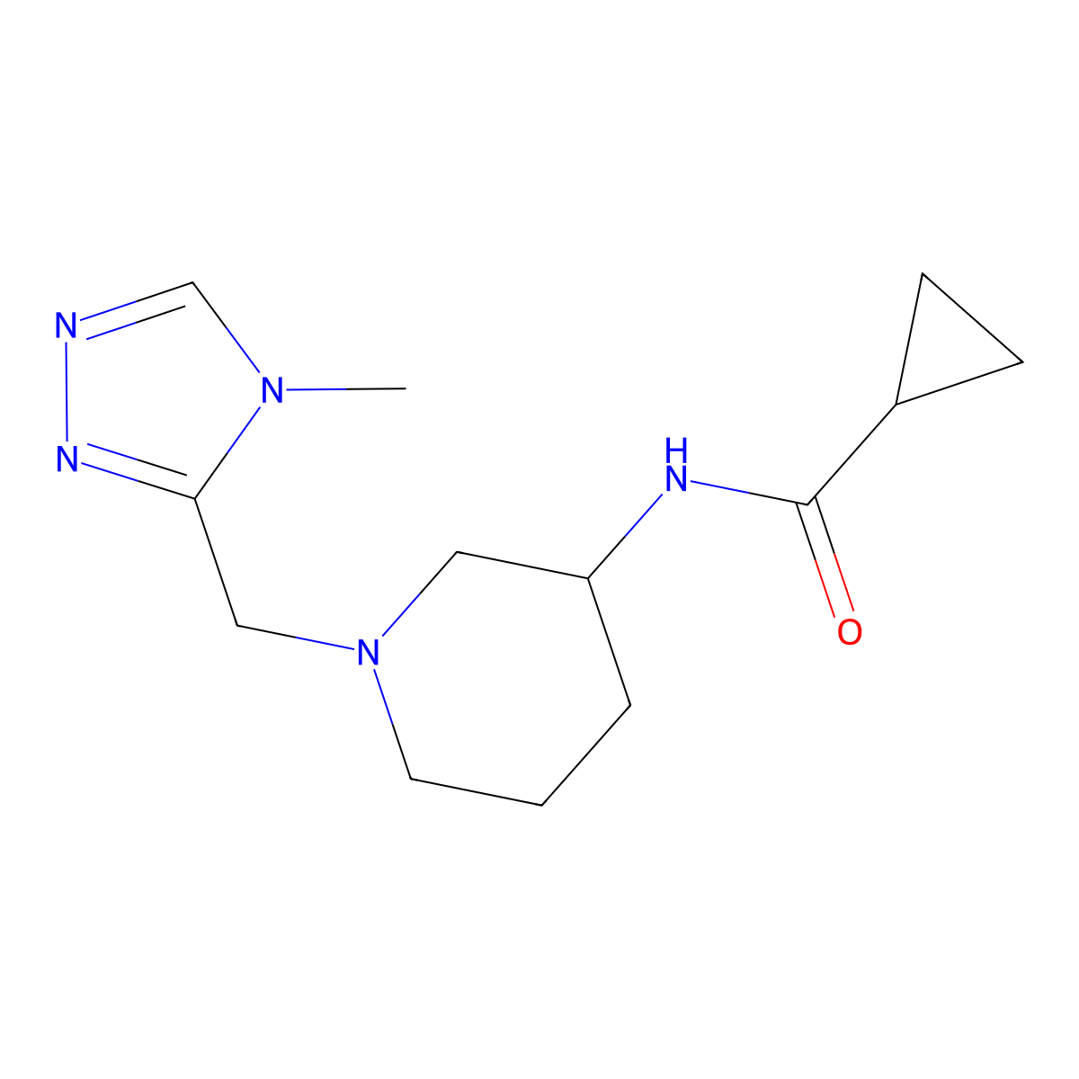 N-{1-[(4-methyl-4H-1,2,4-triazol-3-yl)methyl]piperidin-3-yl}cyclopropanecarboxamide molecular structure, CAS 2742027-89-8
