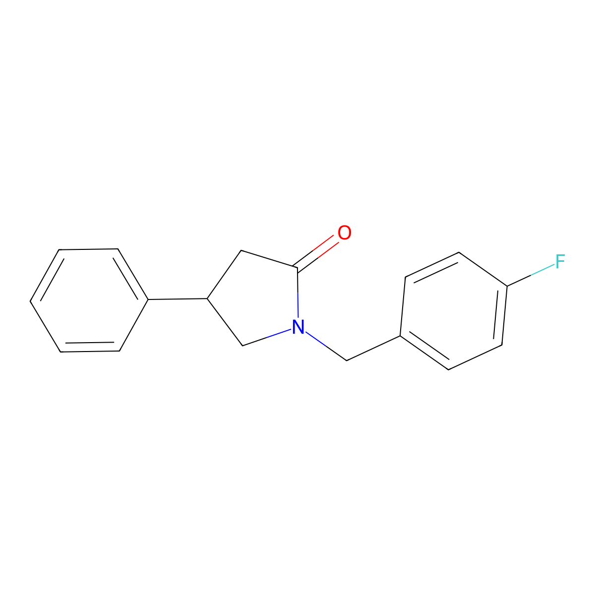 1-[(4-Fluorophenyl)methyl]-4-phenylpyrrolidin-2-one molecular structure, CAS 2742027-95-6