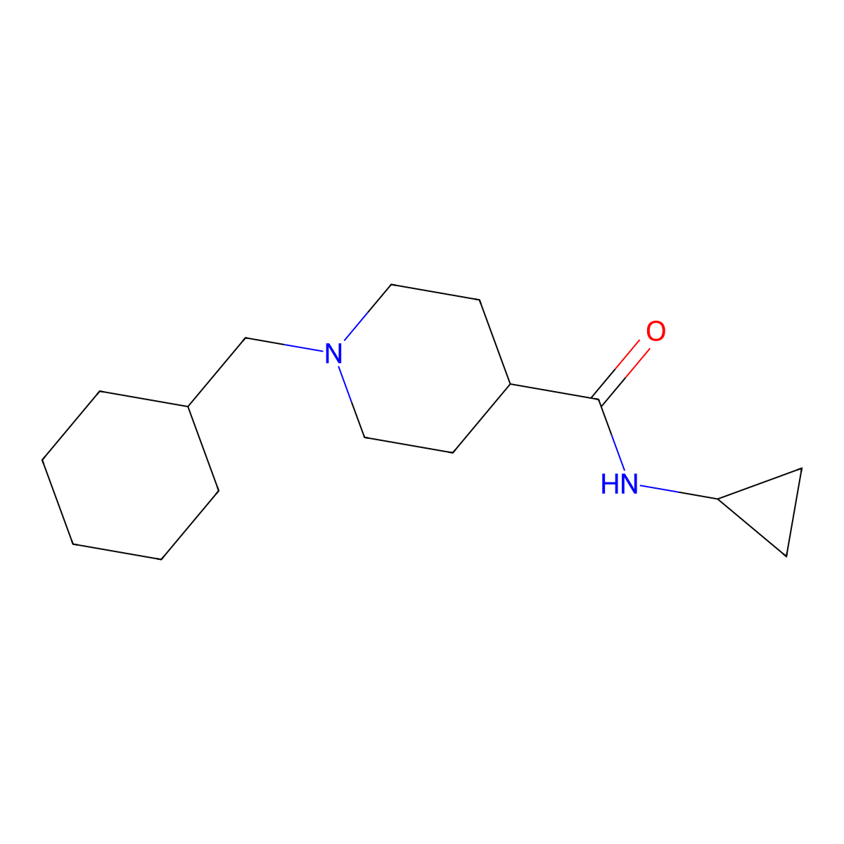 1-(cyclohexylmethyl)-N-cyclopropylpiperidine-4-carboxamide molecular structure, CAS 2742027-98-9